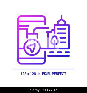 2D thin linear gradient map navigation icon Stock Vector
