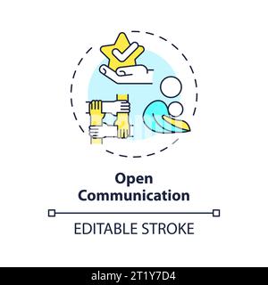 2D customizable thin line icon open communication concept Stock Vector