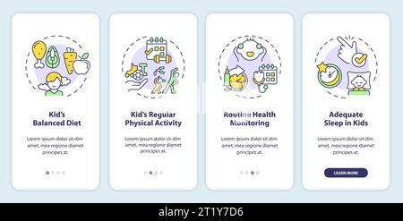 2D walkthrough parenting children thin line colorful icons Stock Vector