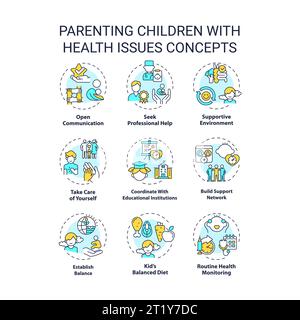 Editable icons representing parenting children concepts Stock Vector