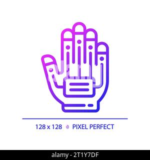 2D thin linear gradient haptic glove icon Stock Vector