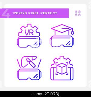 2D gradient VR, AR and MR line icons pack Stock Vector