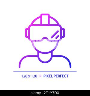 2D thin linear gradient virtual reality simulator icon Stock Vector