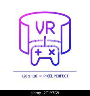 2D thin linear gradient virtual reality icon Stock Vector