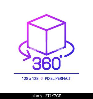 2D thin linear gradient VR 360 icon Stock Vector