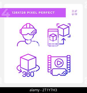 Simple gradient VR, AR and MR icons pack Stock Vector