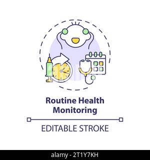 2D thin line icon routine health monitoring concept Stock Vector