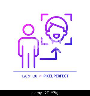 2D thin linear gradient face recognition icon Stock Vector