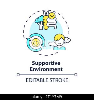 2D thin line icon supportive environment concept Stock Vector