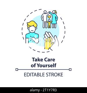 2D customizable thin line icon take care of yourself concept Stock Vector