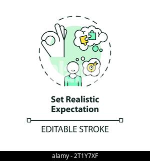 2D thin line icon set realistic expectations concept Stock Vector
