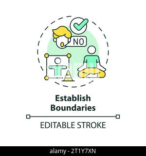 2D customizable thin line icon establish boundaries concept Stock Vector
