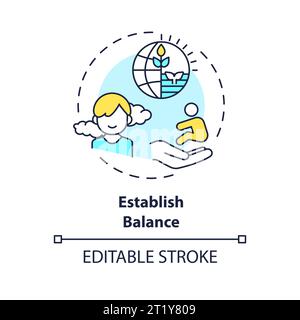 2D customizable thin line icon establish balance concept Stock Vector