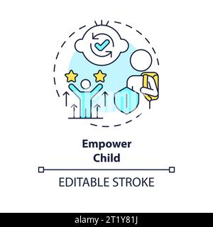 2D customizable thin line icon empower child concept Stock Vector