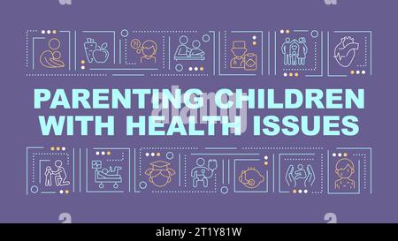 Parenting children with health issues text with line icons Stock Vector