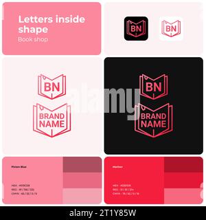2D book shop branding template with logo Stock Vector