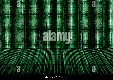 Computer binary codes falling from the top and fading away. Stock Photo