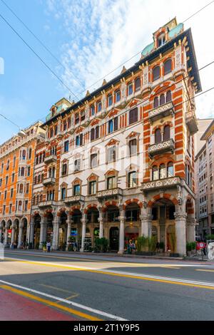 Lxury building in Art Nouveau style on south side of Via XX Settembre (28 Via XX Settembre), Genova city centre, Italy. Stock Photo
