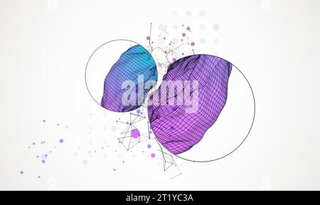 Modern science or technology elements. Trendy abstract background. Cyberspace surface illustration. Vector. Stock Vector