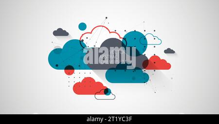 Abstract background with clouds. Technological theme using the plexus effect and various elements. Stock Vector