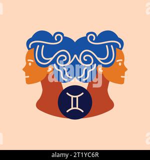 Gemini color concept. Zodiac sign. Astrology and horoscope. Predictions and human character. Element air. Ruler Mercury Stock Vector