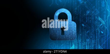 Abstract technological background on the topic of information security. Abstract lock icon with numbers in the middle of the outline. Stock Vector