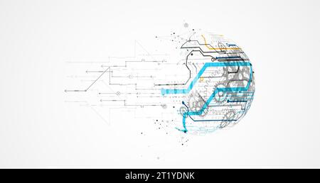 Abstract color vector background on a technological theme is created using many different technical elements. Global network concept. Stock Vector