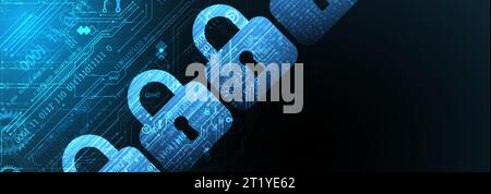 Abstract technological background on the topic of information security. Abstract lock icon with numbers in the middle of the outline. Stock Vector