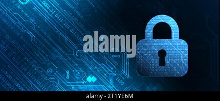 Abstract technological background on the topic of information security. Abstract lock icon with numbers in the middle of the outline. Stock Vector