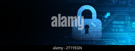 Abstract technological background on the topic of information security. Abstract lock icon with numbers in the middle of the outline. Stock Vector