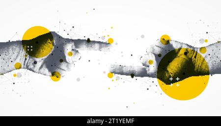 Hand pointing sign. Direction pointer. Halftone vector. Stock Vector