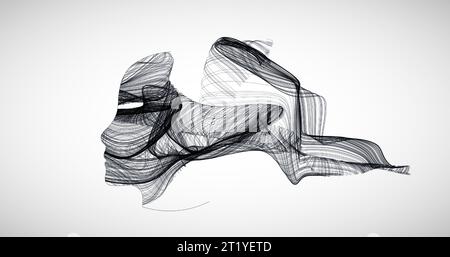 The silhouette of a human head is filled with waves. Abstract vector background. Stock Vector