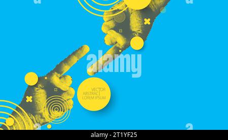 Hand pointing sign. Direction pointer. Halftone vector. Stock Vector
