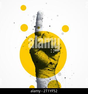 Hand pointing sign. Direction pointer. Halftone vector. Stock Vector