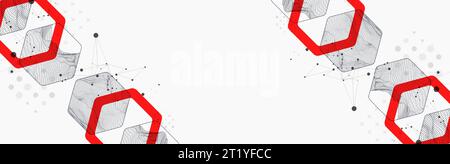 Modern science or technology abstract background using hexagonal shapes. Wireframe spot surface illustration. Vector. Stock Vector