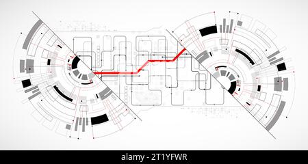 Abstract half-circle technology circuit board. Communication concept. Stock Vector