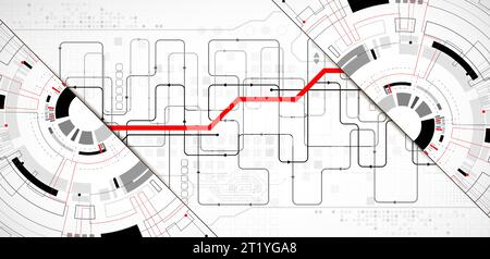 Abstract half-circle technology circuit board. Communication concept. Stock Vector