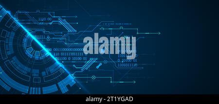Abstract half-circle technology circuit board. Communication concept. Stock Vector