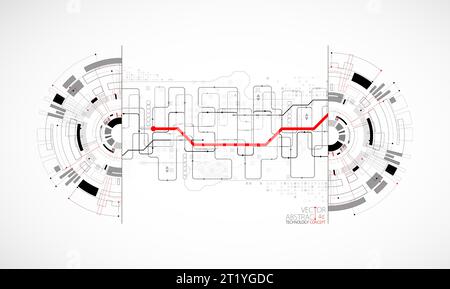 Abstract half-circle technology circuit board. Communication concept. Stock Vector