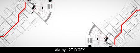 Abstract half-circle technology circuit board. Communication concept. Stock Vector