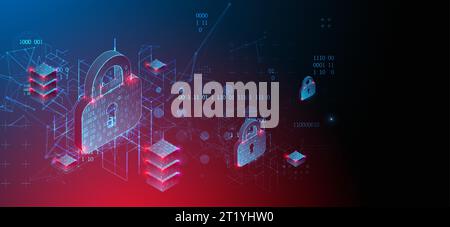 Personal data security Illustrates cyber data or information privacy idea. Color abstract  internet technology. Stock Vector