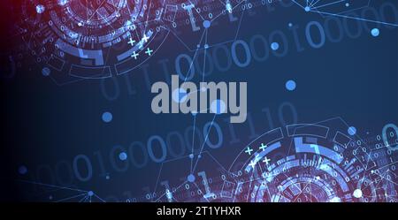 Abstract background with plexus effect. Scientific and technological concept with the use of technical elements formed in the shape of a circle. Stock Vector