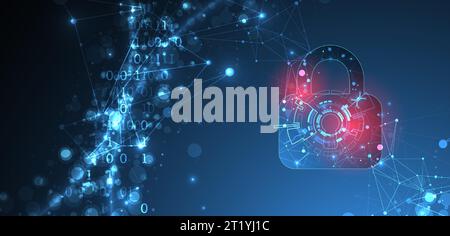 Data security Illustrates cyber data or information privacy idea. Color abstract  internet technology. Stock Vector