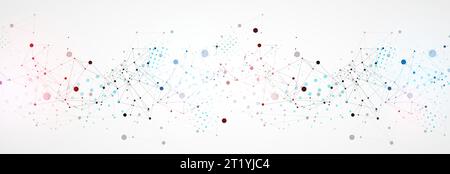 Template for science and technology presentation. Circles are connected by lines. Plexus style background. Stock Vector