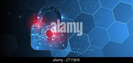 Data security Illustrates cyber data or information privacy idea. Color abstract  internet technology. Stock Vector