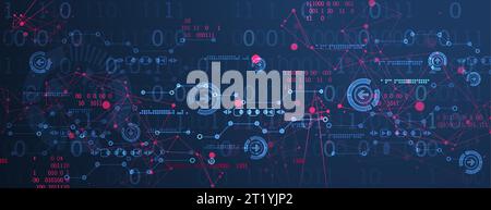 Abstract background with plexus effect. Scientific and technological concept with the use of technical elements. Stock Vector