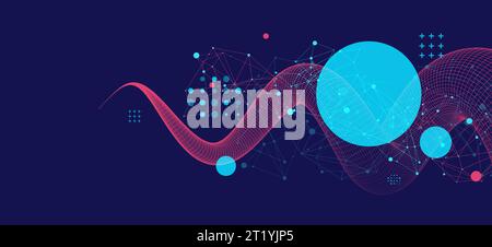 Modern science or technology art background. Vector wireframe tentacle. Stock Vector