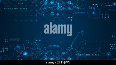 Technology background with plexus effect. Big data concept. Binary computer code. Vector illustration. Stock Vector