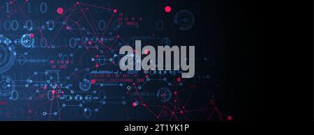 Abstract background with plexus effect. Scientific and technological concept with the use of technical elements. Stock Vector