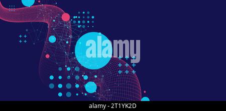 Modern science or technology art background. Vector wireframe tentacle. Stock Vector